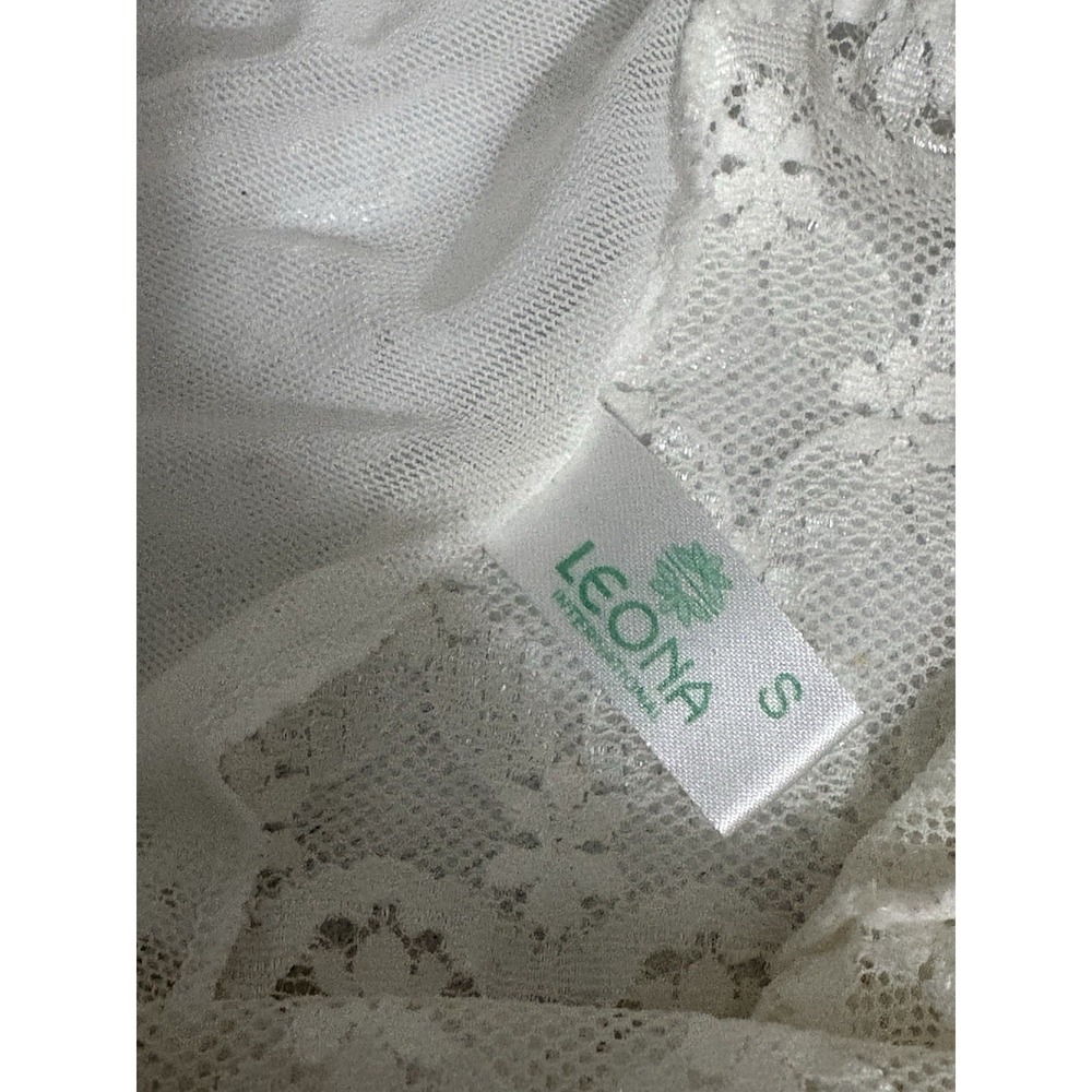 Vintage Leona White Sheer Lace Mesh Slip Dress Nightgown Lingerie Bridal Size S - Picture 7 of 8